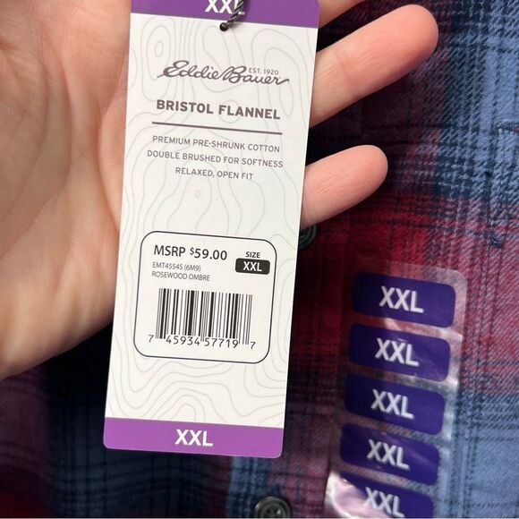 Nwt xxl Eddie Bauer Plaid Long Sleeve Flannel Shirt - Picture 11 of 13